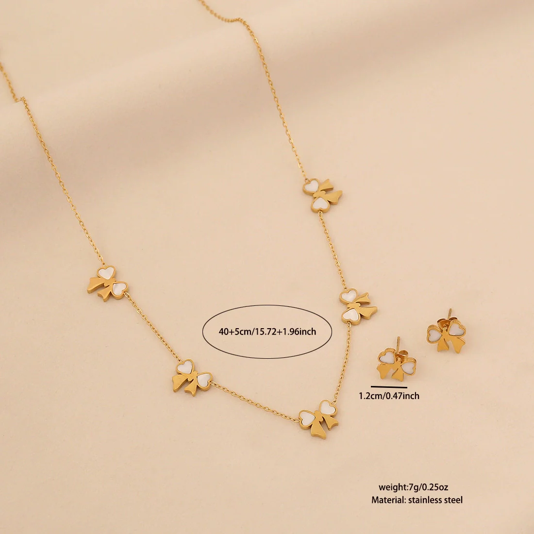 Wholesale Women's Light Luxury Style Flower Shape Real Gold Plated Stainless Steel Necklace Set - Image 10