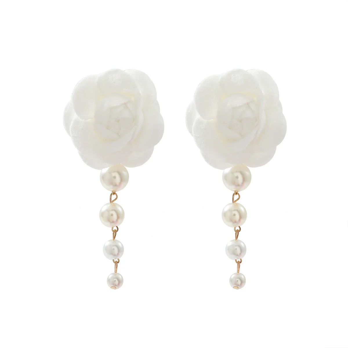 Wholesale Women's Light Luxury Style Hand Knitted Imitation Pearl Flower Earrings - Image 5