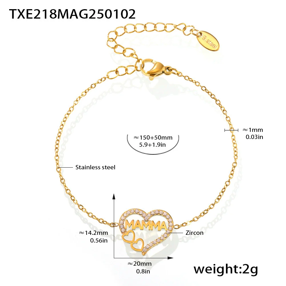 Wholesale Women's Light Luxury Style Heart Water Drop Bell Pattern Titanium Steel Zircon 18K Gold Pvd Plated Necklace Bracelet Set - Image 6