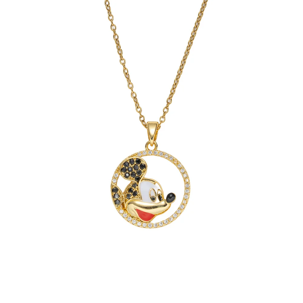 Wholesale Women's Light Luxury Style Round Pattern Gold Plated Titanium Steel O Word Chain Necklace With Copper Inlaid With Zircon Pendant - Image 5