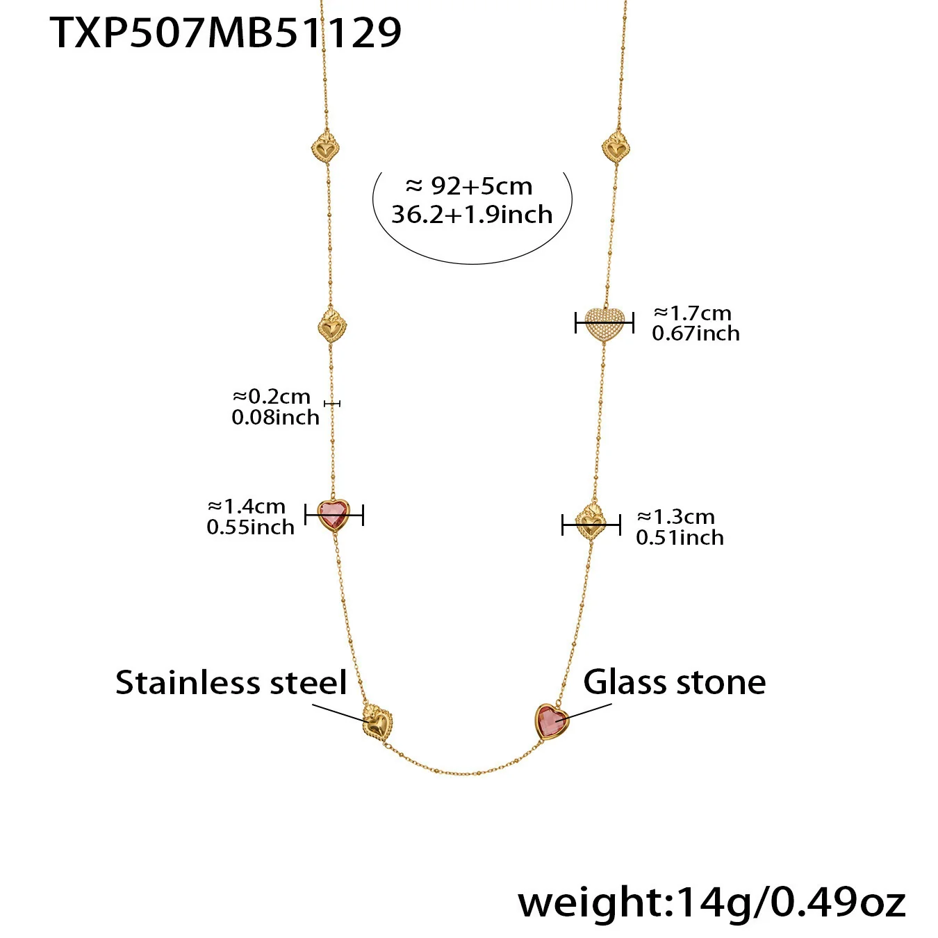 Wholesale Women's Light Luxury Style Stainless Steel Heart Plated 18K Gold Zircon Jewelry Set With Earrings And Necklace - Image 10