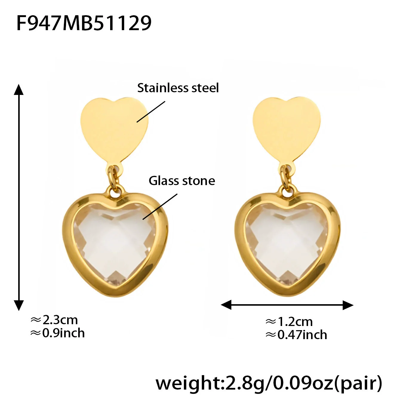 Wholesale Women's Light Luxury Style Stainless Steel Heart Plated 18K Gold Zircon Jewelry Set With Earrings And Necklace - Image 15