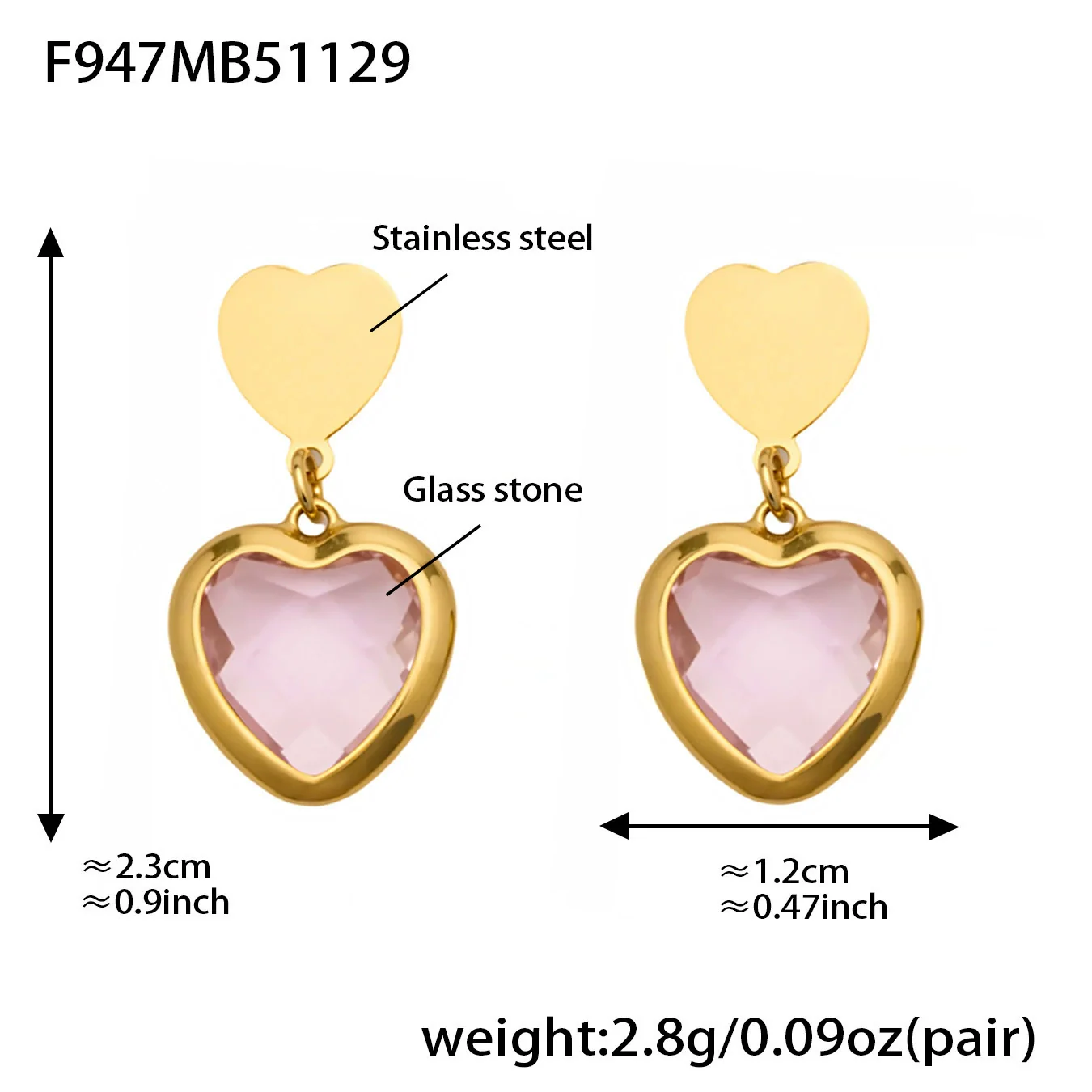 Wholesale Women's Light Luxury Style Stainless Steel Heart Plated 18K Gold Zircon Jewelry Set With Earrings And Necklace - Image 19