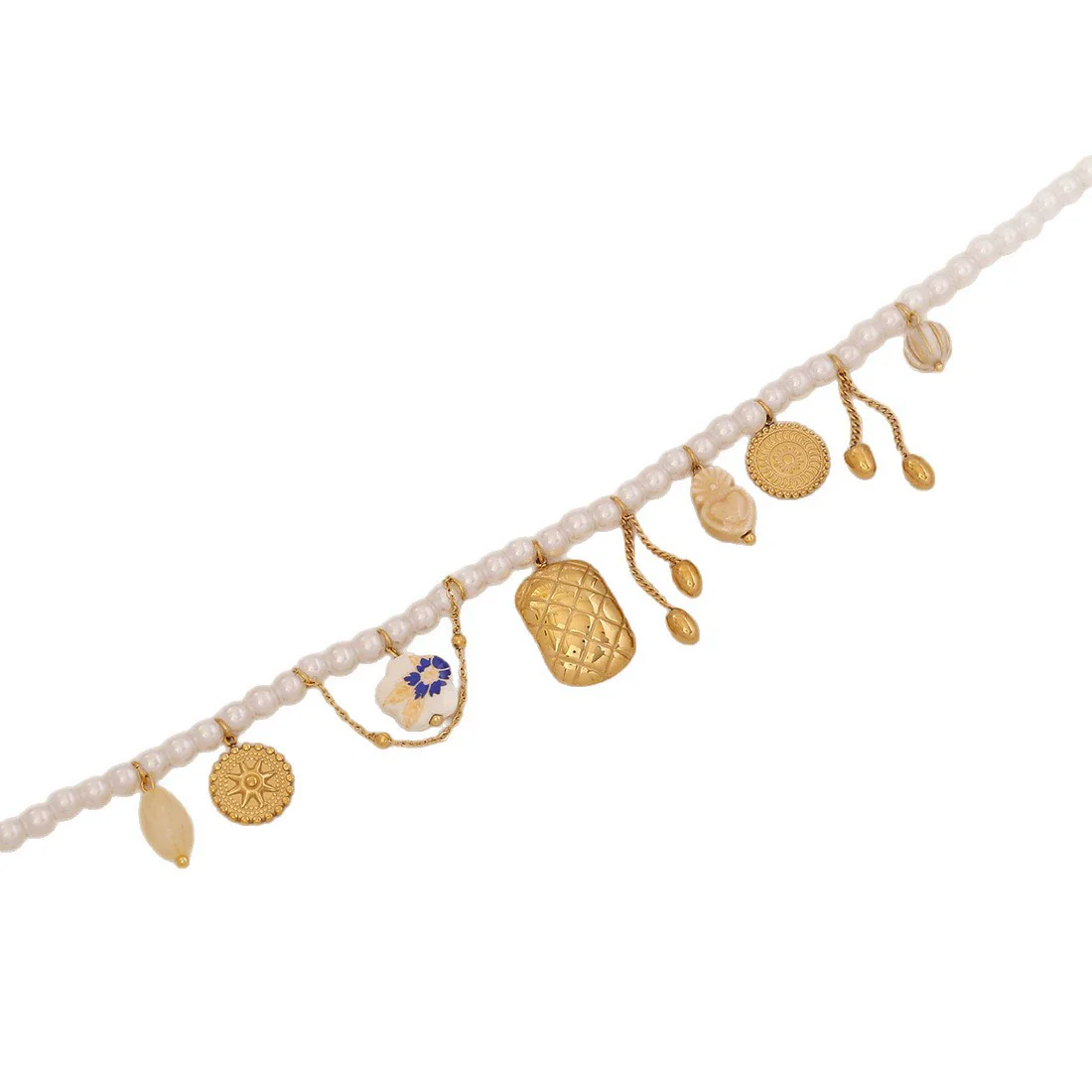 Wholesale Women's Light Luxury Style Stainless Steel Pearl Strand Necklace With Real Gold Plated Heart Shape Titanium Steel Pendant - Image 5