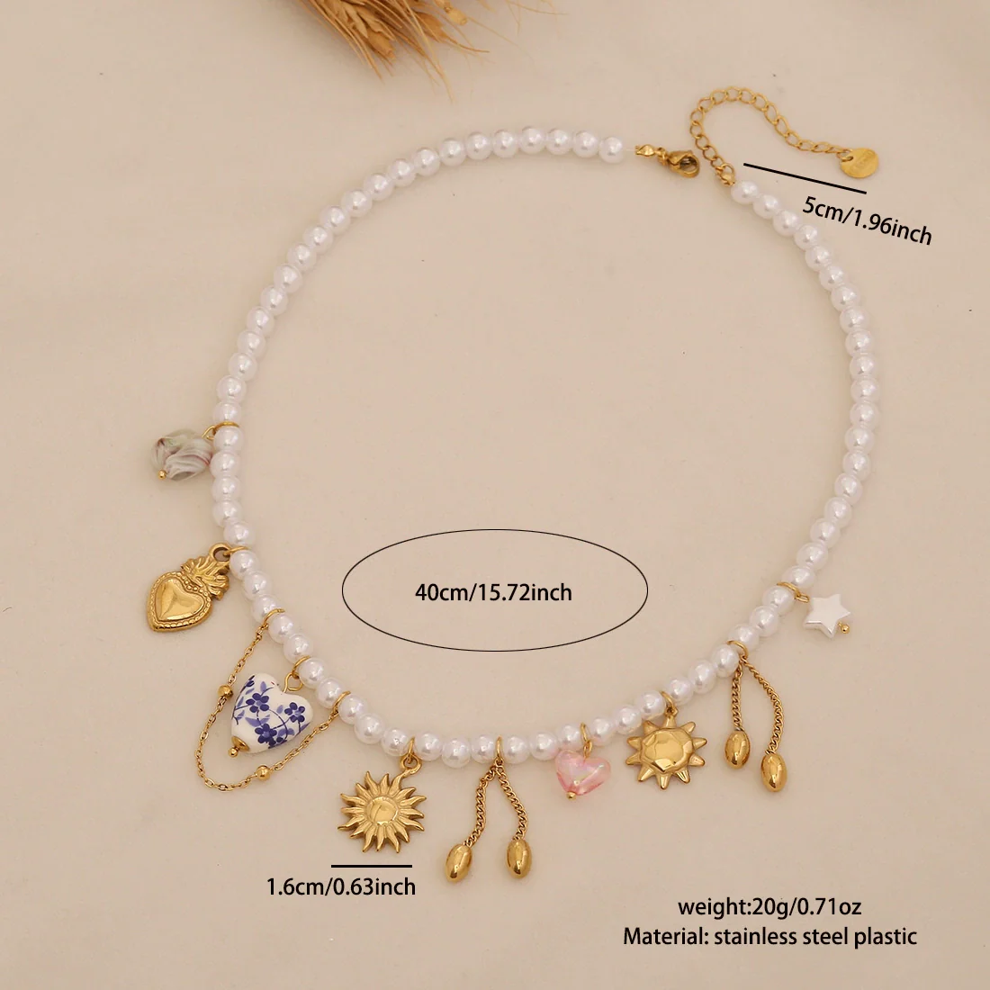 Wholesale Women's Light Luxury Style Stainless Steel Pearl Strand Necklace With Real Gold Plated Heart Shape Titanium Steel Pendant - Image 6