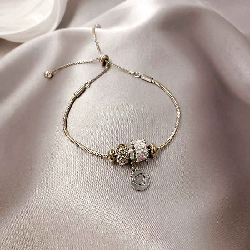 Wholesale Women's Light Luxury Titanium Steel Bracelet With Alloy Inlaid Artificial And Semiprecious Stones Microinlay Adjustable Pull And Letters Numbers Text Pattern - Image 10
