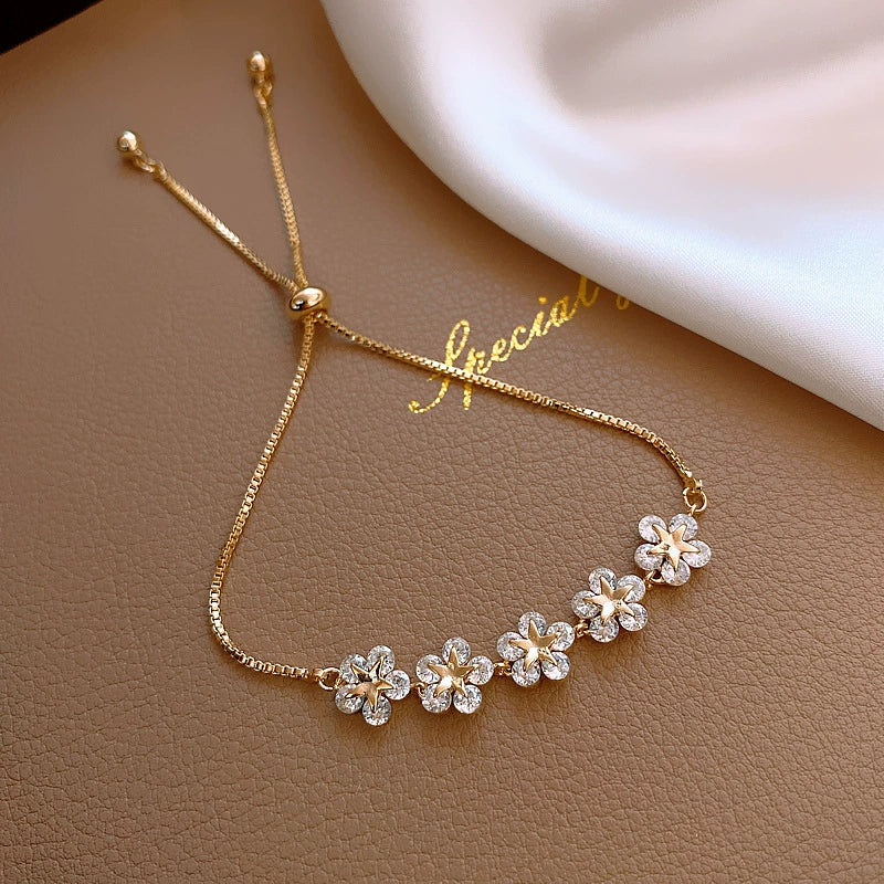 Wholesale Women's Light Luxury Titanium Steel Bracelet With Alloy Inlaid Artificial And Semiprecious Stones Microinlay Adjustable Pull And Letters Numbers Text Pattern - Image 12