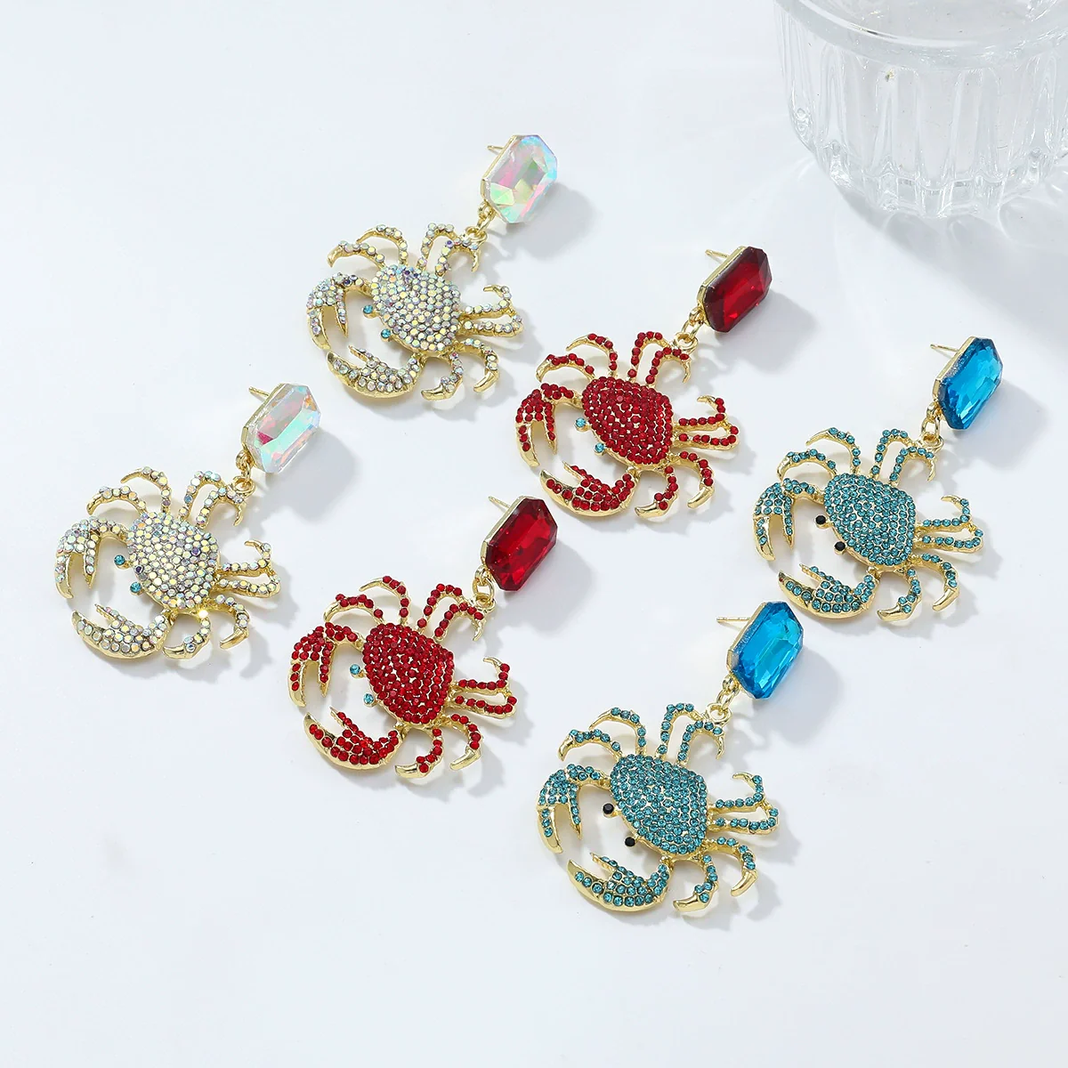 Wholesale Women's Light Luxury Zinc Alloy Animal Crab Geometric Diamond Earrings - Image 4