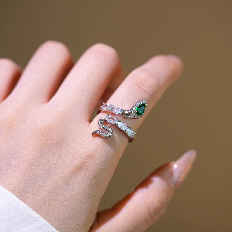 Wholesale Women's Light Luxury Zodiac Animal Snake Open Ring Gold Plated Copper Electroplated Jewelry - Image 3