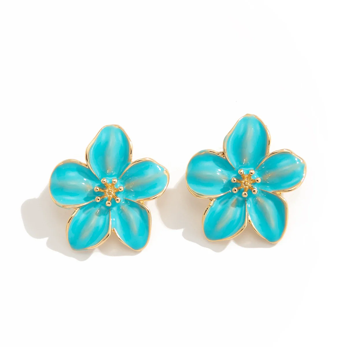 Wholesale Women's Little Fresh Alloy Dripping Oil Flower Earrings - Image 5