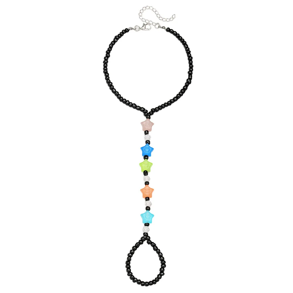 Wholesale Women's Luminous Stone Rice Bead Anklet Geometric Fivepointed Star Design - Image 8