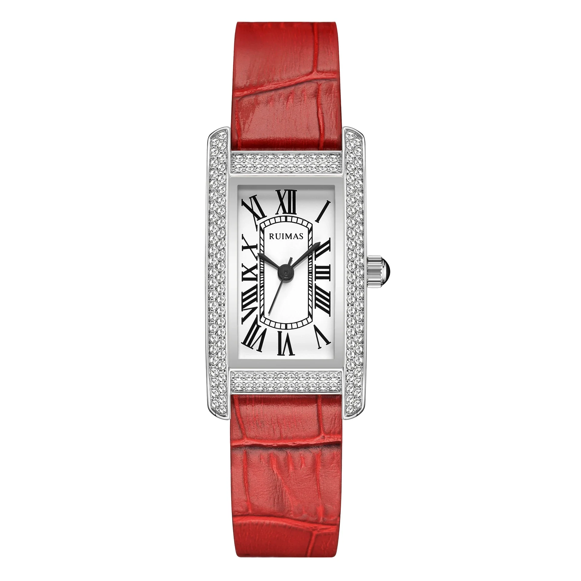 Wholesale Women's Luxury Fashion Quartz Watch With Alloy Case Genuine Leather Strap And Stainless Steel Buckle Embedded With Diamonds Rectangular Dial - Image 11