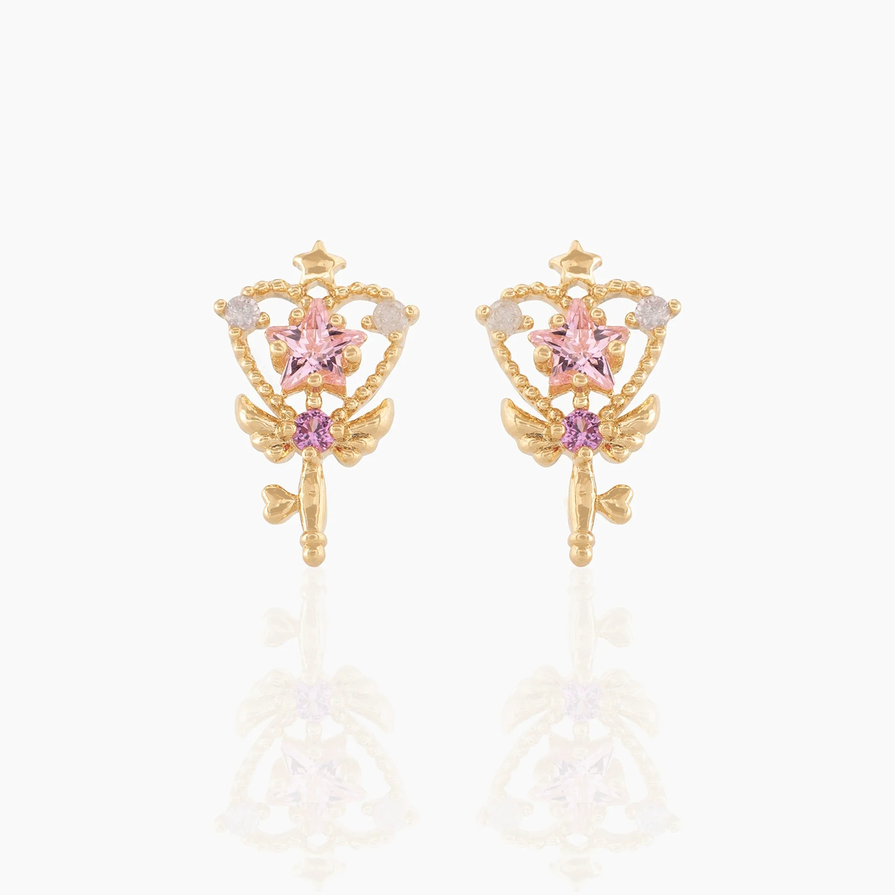 Wholesale Women's Magic Wand Earrings Brass With Star Pattern And Zircon Treatment - Image 5