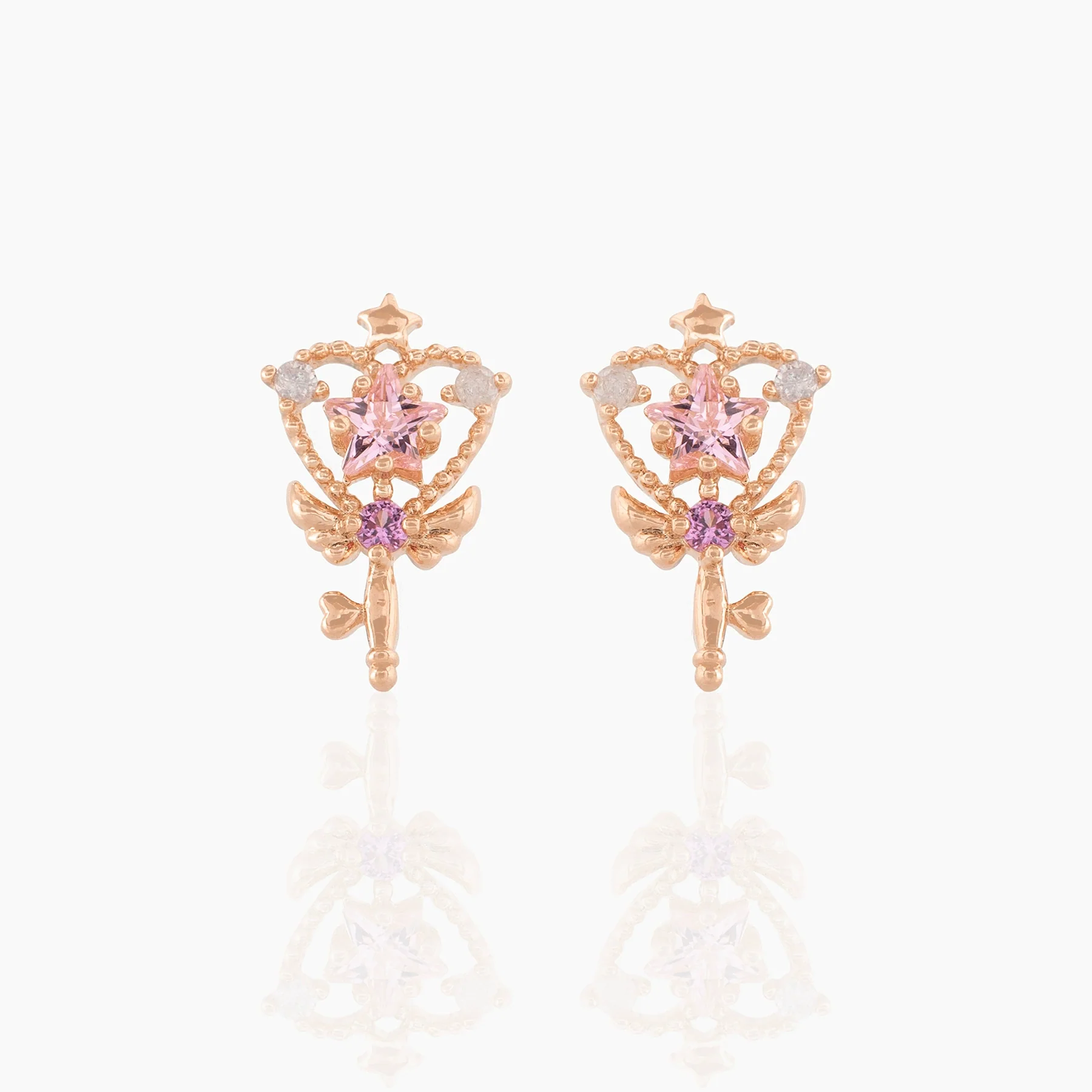 Wholesale Women's Magic Wand Earrings Brass With Star Pattern And Zircon Treatment - Image 6