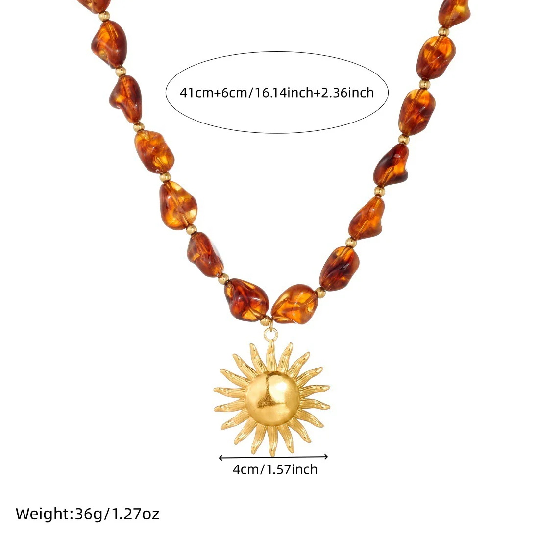 Wholesale Women's Maillard Geometric Irregular Beaded Goldplated Stainless Steel Sun Pendant Necklace - Image 4