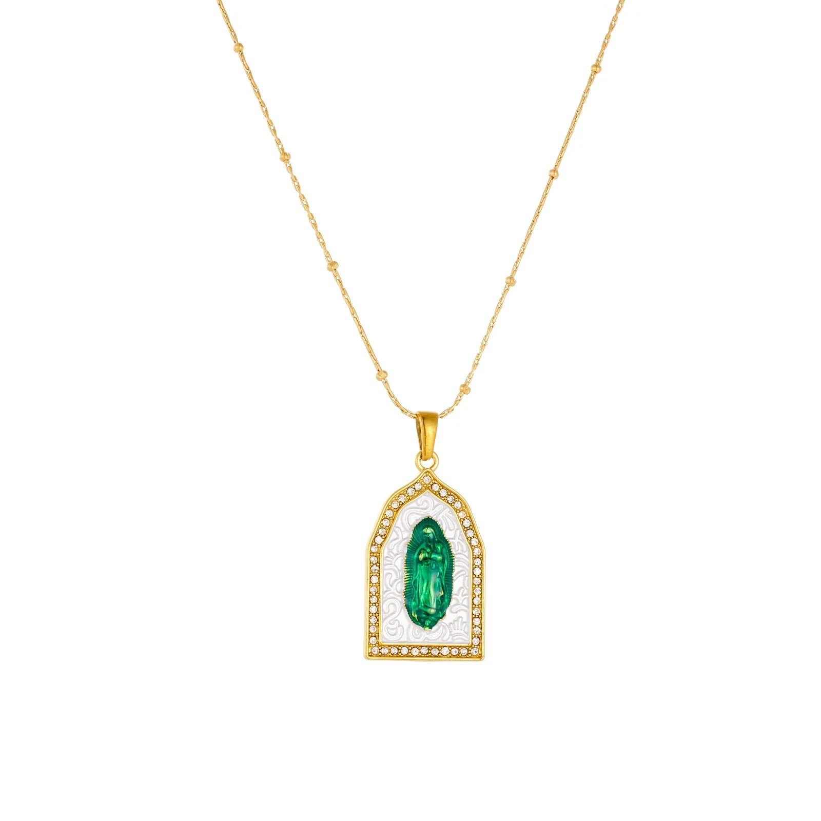 Wholesale Women's Medieval Geometric Goldplated Stainless Steel Pendant Necklace With Bamboo Chain - Image 5