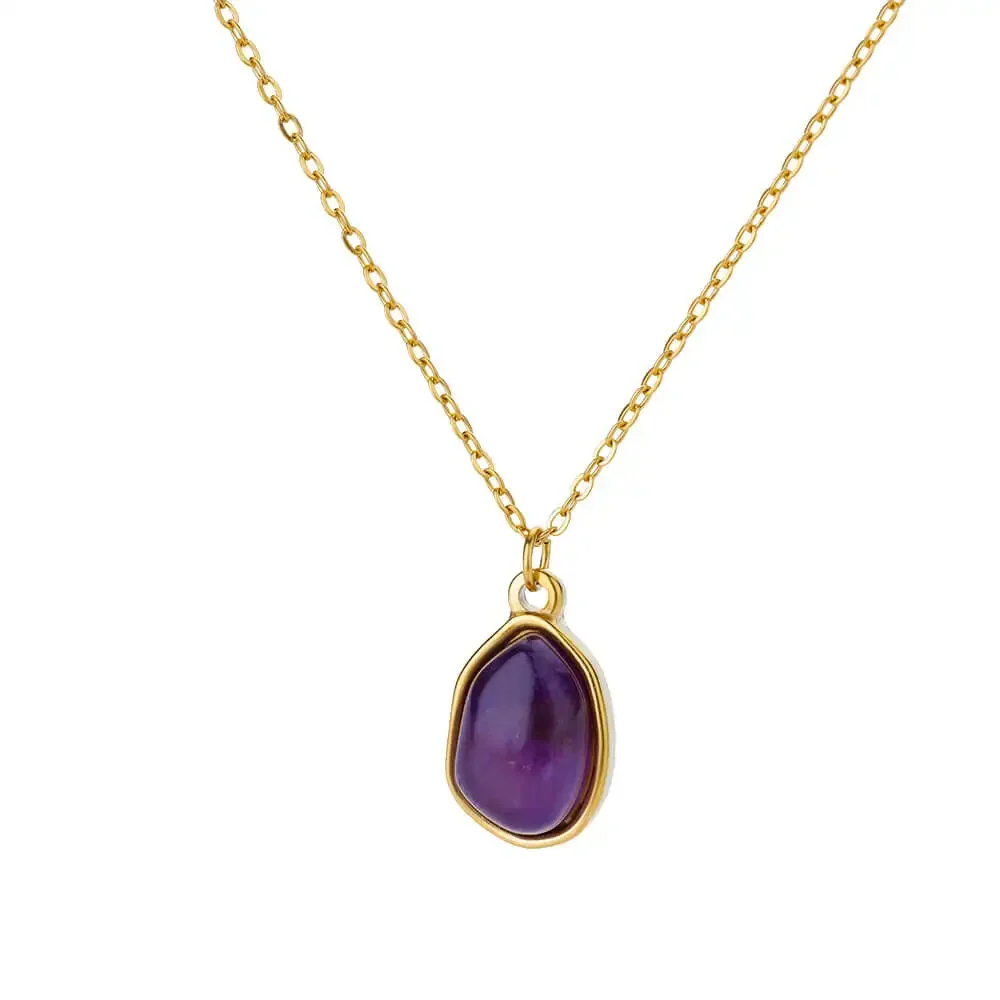 Wholesale Women's Medieval Style Gold Plated Geometric Oval Tiger Eye Pendant Necklace With Rope Chain - Image 10