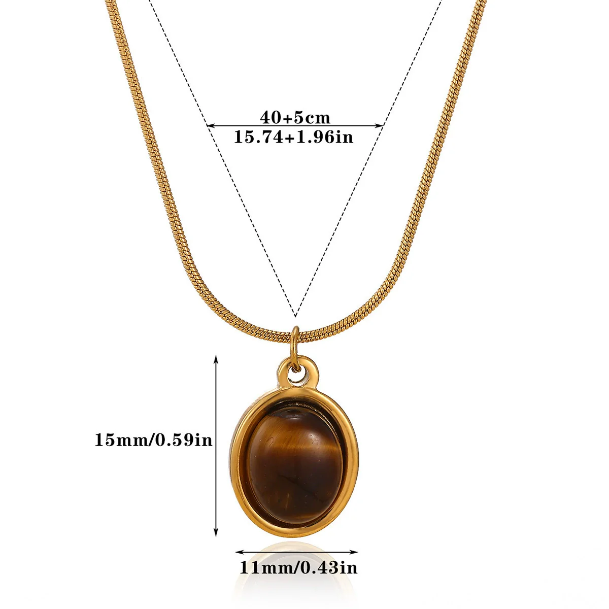 Wholesale Women's Medieval Style Gold Plated Geometric Oval Tiger Eye Pendant Necklace With Rope Chain - Image 7
