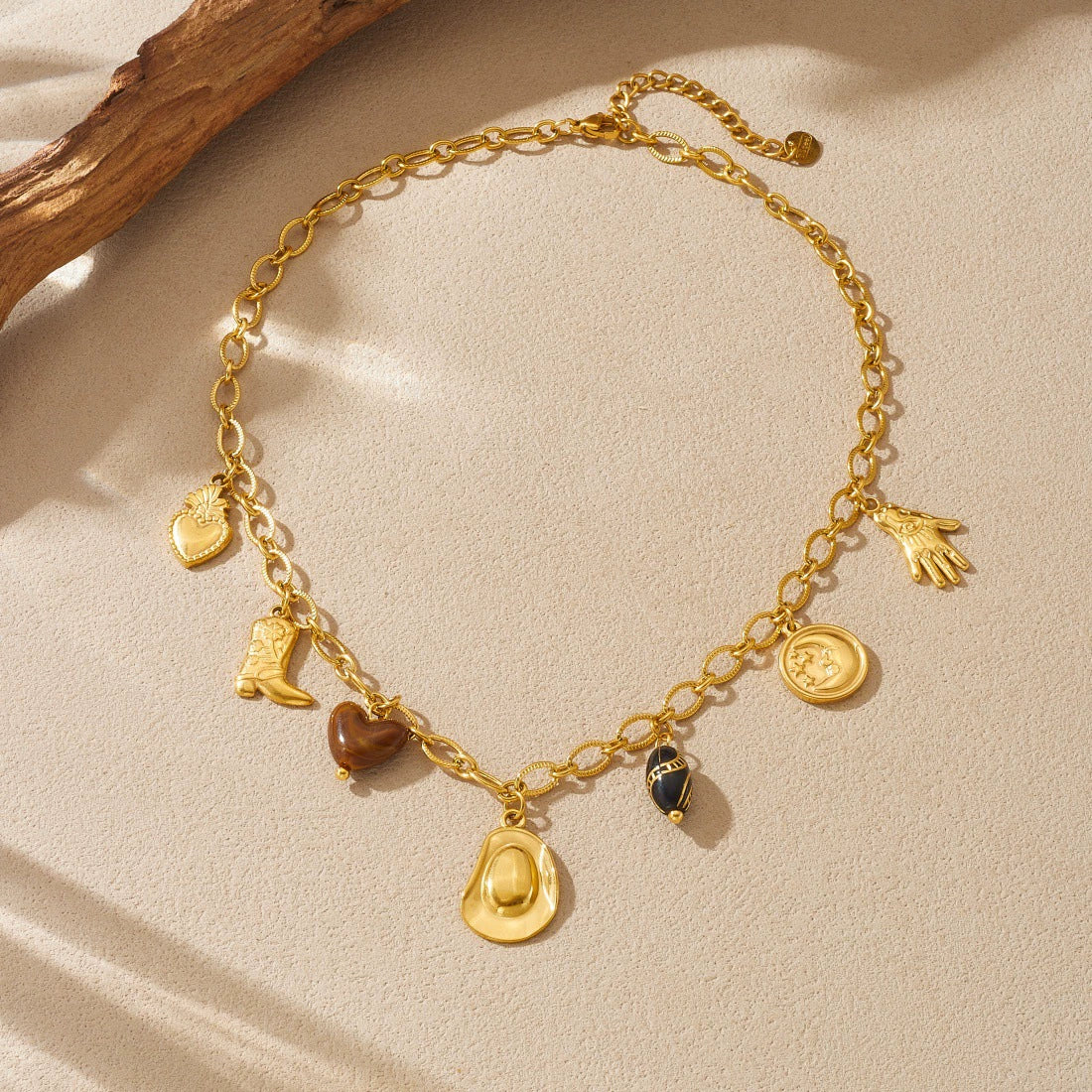 Wholesale Women's Medieval Style Gold Plated Stainless Steel Cross Cowboy Elements Pendant Necklace With Oshaped Chain - Image 3
