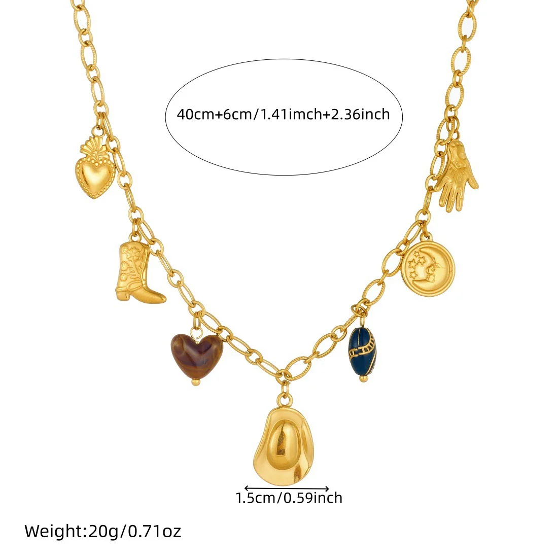 Wholesale Women's Medieval Style Gold Plated Stainless Steel Cross Cowboy Elements Pendant Necklace With Oshaped Chain - Image 4