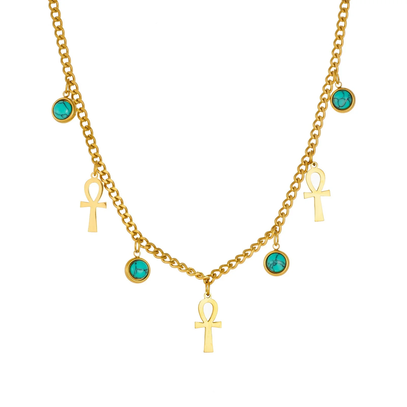Wholesale Women's Medieval Style Goldplated Stainless Steel Cross Pendant Necklace - Image 5