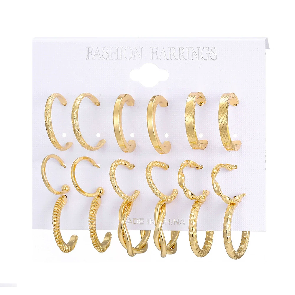 Wholesale Women's Metal Alloy Geometric High Sense Earrings Set With Pearls - Image 5