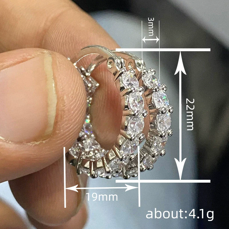 Wholesale Women's Metal Earrings Copper Fourprong Inlaid Zircon Geometric Style - Image 4