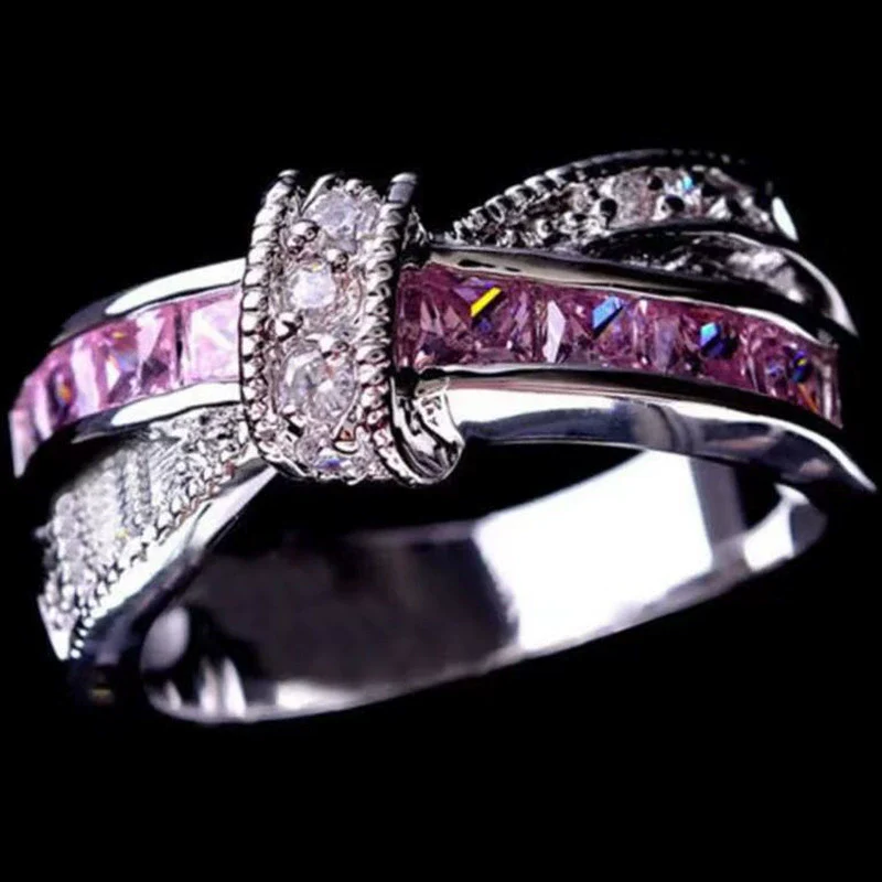 Wholesale Women's Metal Electroplated Geometric Amethyst Diamond Ring Hand Jewelry - Image 4