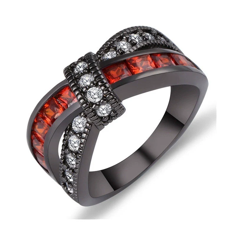 Wholesale Women's Metal Electroplated Geometric Amethyst Diamond Ring Hand Jewelry - Image 6