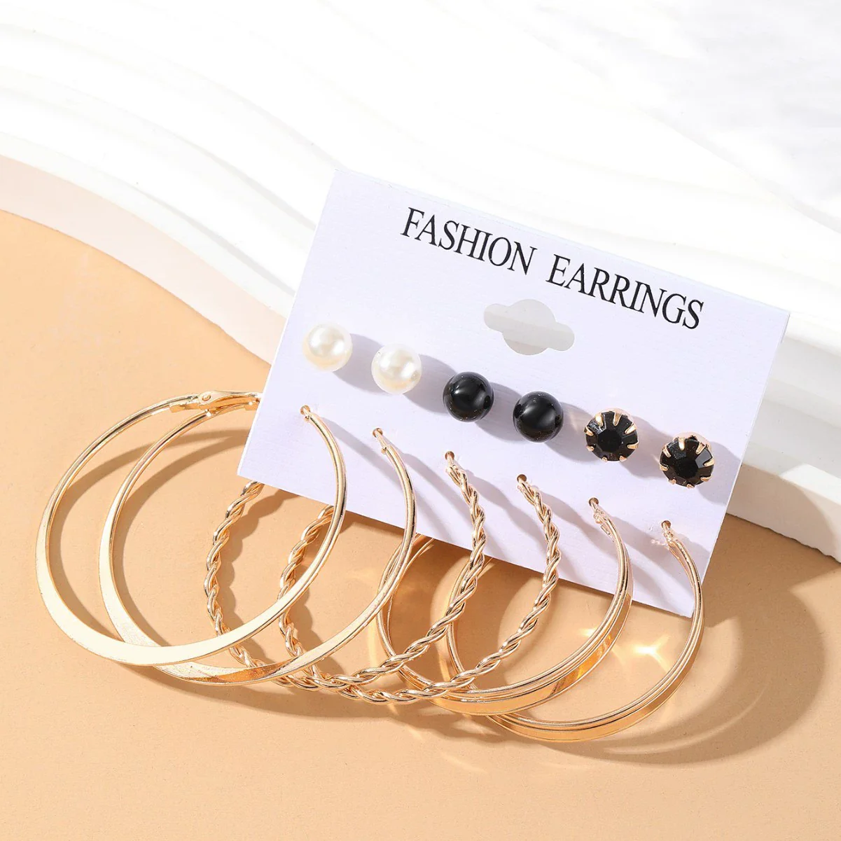 Wholesale Women's Metal Geometric Cshaped Big Earrings With Dripping Oil Design - Image 3