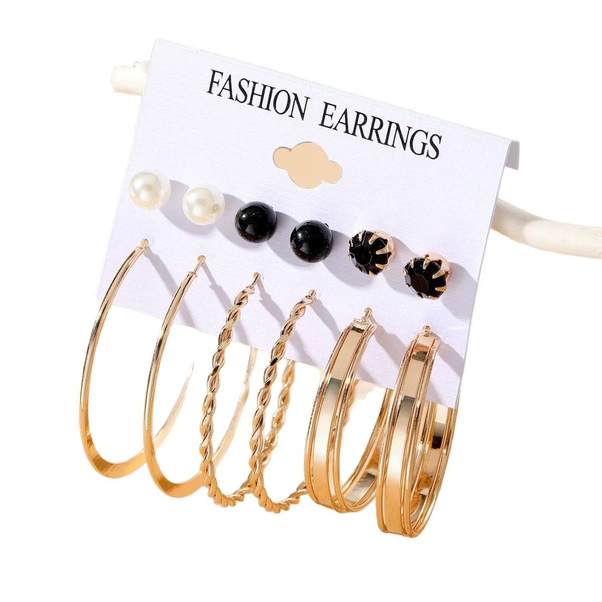 Wholesale Women's Metal Geometric Cshaped Big Earrings With Dripping Oil Design - Image 5