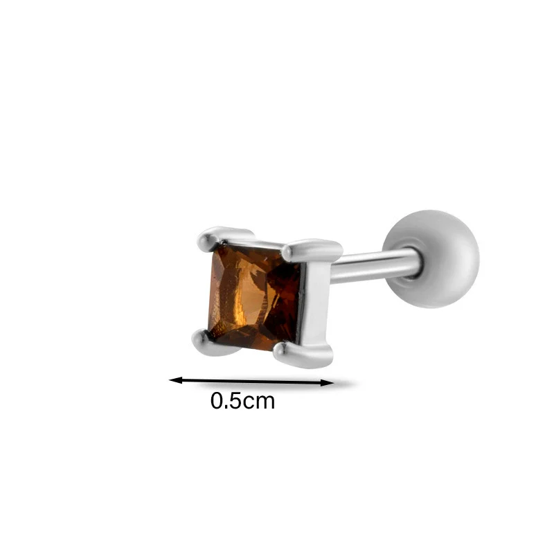 Wholesale Women's Metal Geometric Double Head Screw Ball Square Ear Bone Nail Cartilage Puncture Jewelry With Electroplating - Image 15