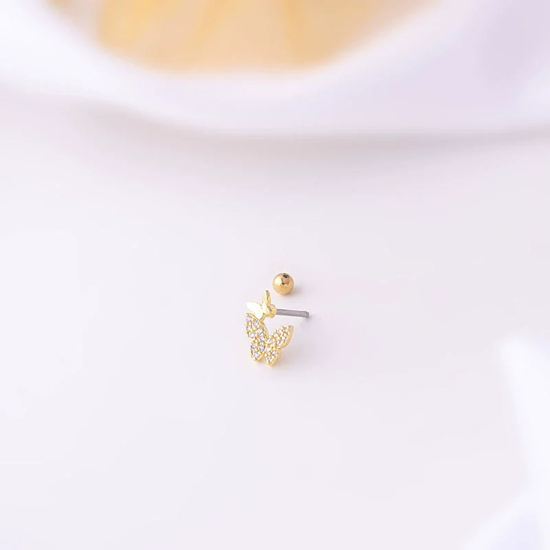 Wholesale Women's Metal Geometric Electroplated Screw Rod Twist Ball Earrings - Image 5