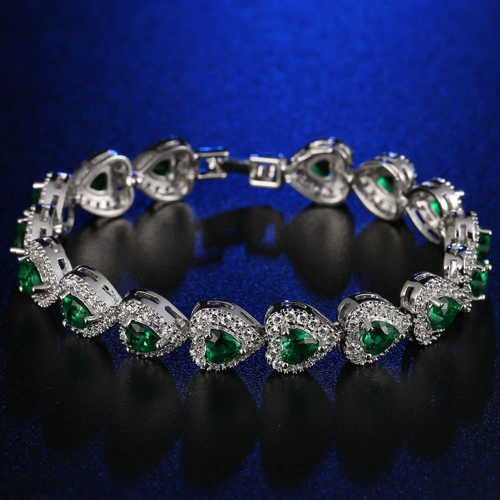 Wholesale Women's Microinlaid Copper Goldplated Zircon Heart Bracelet - Image 2