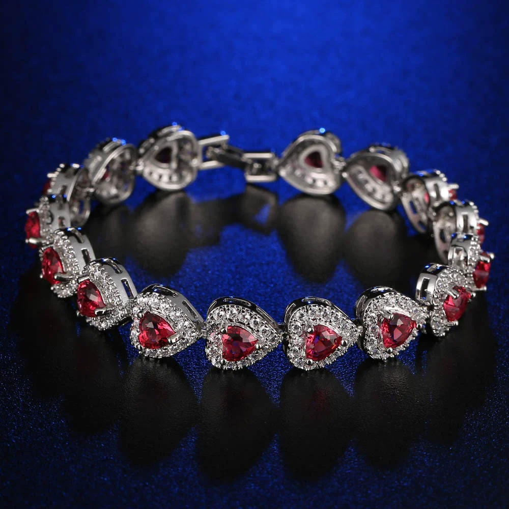 Wholesale Women's Microinlaid Copper Goldplated Zircon Heart Bracelet - Image 4