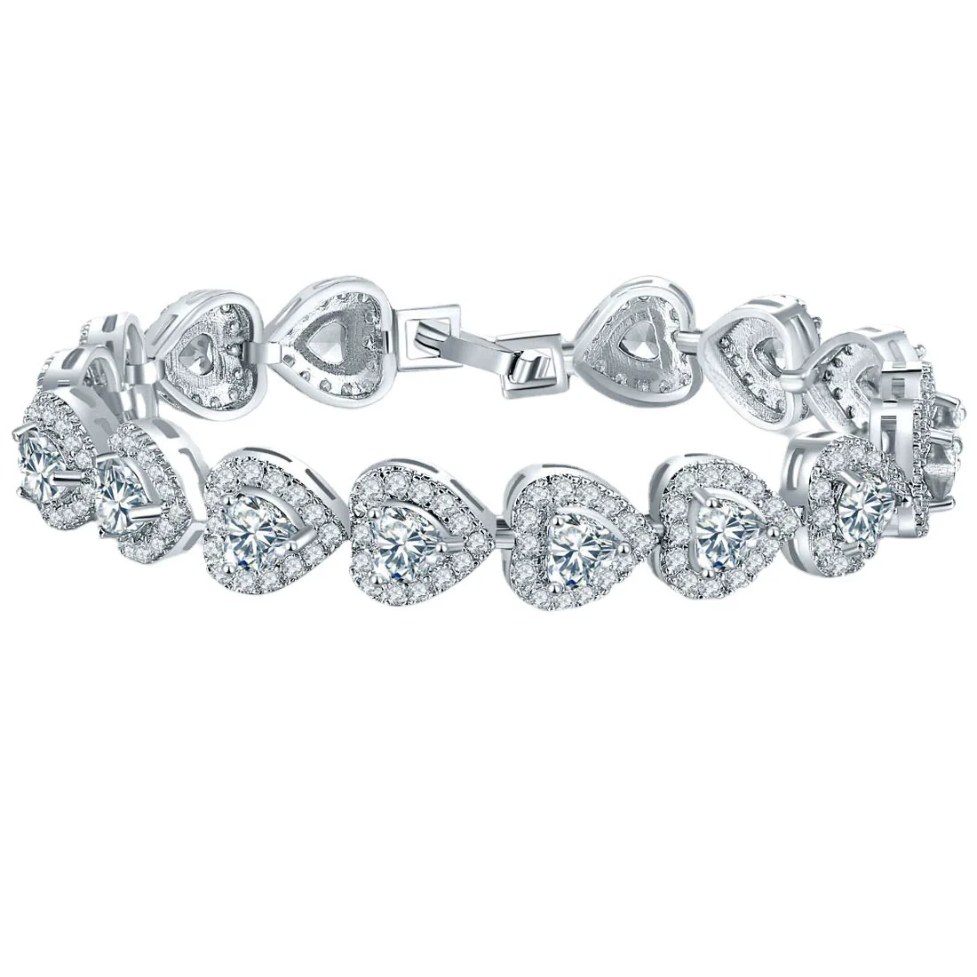 Wholesale Women's Microinlaid Copper Goldplated Zircon Heart Bracelet - Image 5