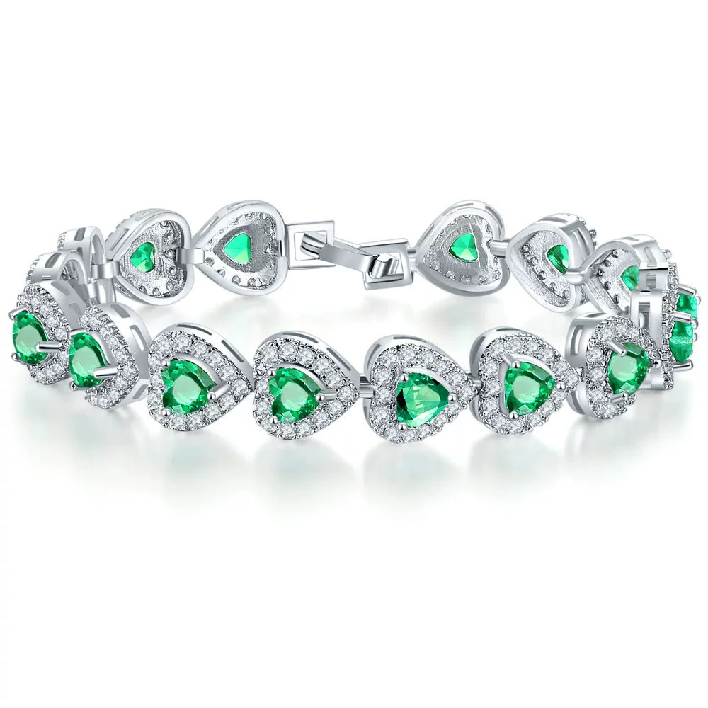 Wholesale Women's Microinlaid Copper Goldplated Zircon Heart Bracelet - Image 8