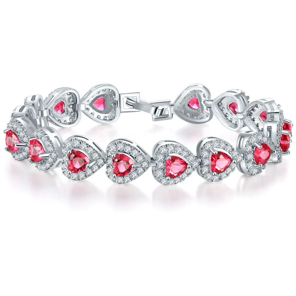Wholesale Women's Microinlaid Copper Goldplated Zircon Heart Bracelet - Image 9