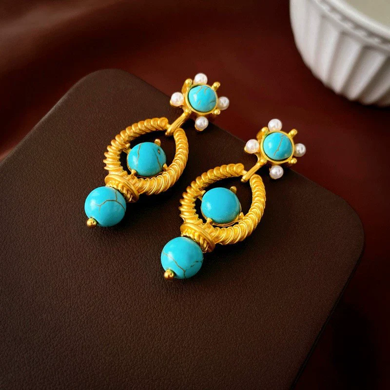 Wholesale Women's Midancient Vintage Jewelry Medieval Style Alloy 925 Silver Geometric Drop Shape Earrings Set With Diamonds - Image 7