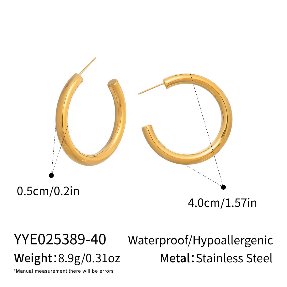 Wholesale Women's Minimalist Casual Geometric Hoop Earrings Stainless Steel Pvd Furnace Vacuum Real Gold Plated - Image 10