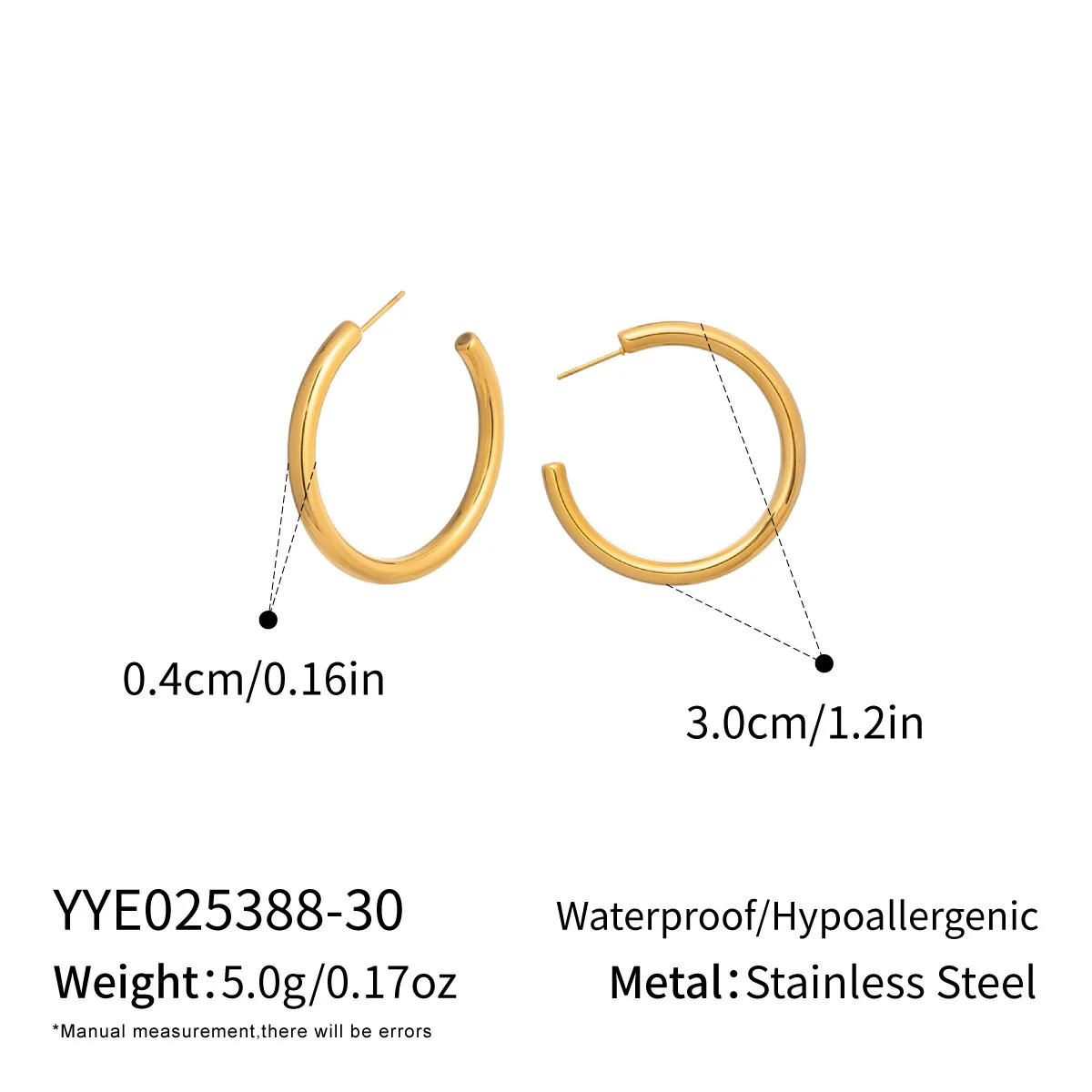 Wholesale Women's Minimalist Casual Geometric Hoop Earrings Stainless Steel Pvd Furnace Vacuum Real Gold Plated - Image 6