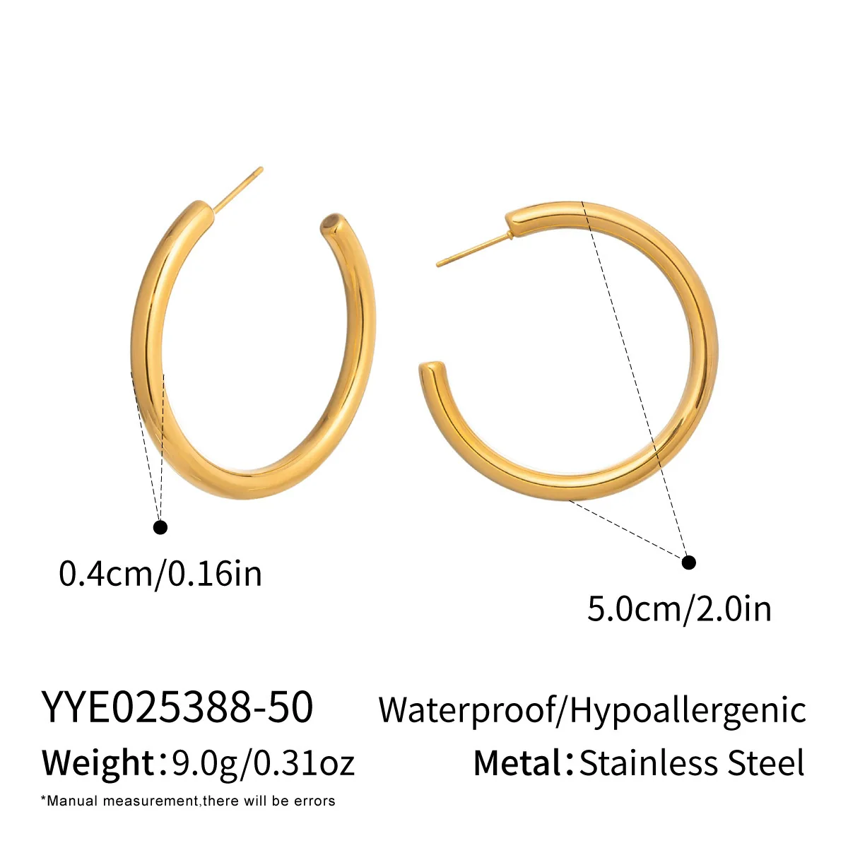 Wholesale Women's Minimalist Casual Geometric Hoop Earrings Stainless Steel Pvd Furnace Vacuum Real Gold Plated - Image 8