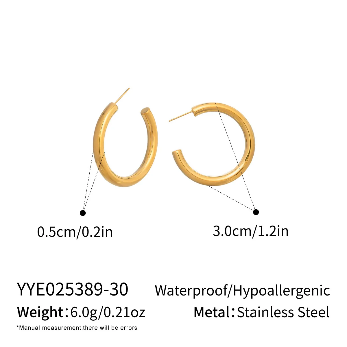 Wholesale Women's Minimalist Casual Geometric Hoop Earrings Stainless Steel Pvd Furnace Vacuum Real Gold Plated - Image 9