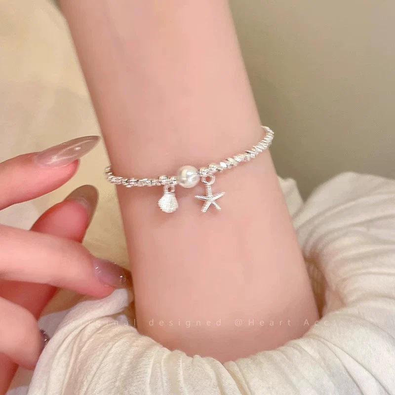 Wholesale Women's Minimalist Copper Star Pattern Electroplated Beaded Bracelet With Starfish And Shell - Image 6