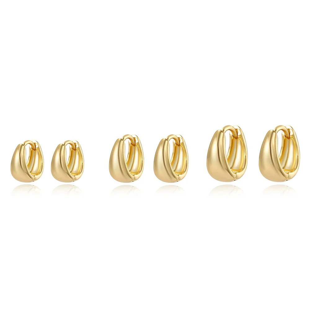 Wholesale Women's Minimalist Copper Zircon Geometric Round Ear Buckle Earrings With Real Gold Plated Electroplating Treatment - Image 5
