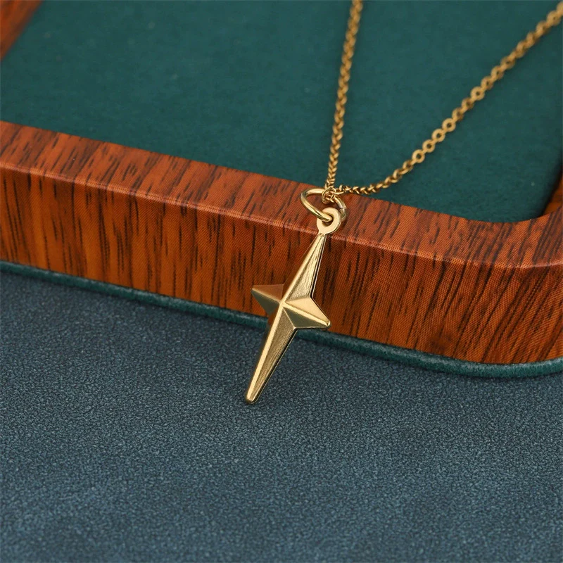 Wholesale Women's Minimalist Geometric 18K Gold Electroplated Stainless Steel Cross Pendant Necklace - Image 3