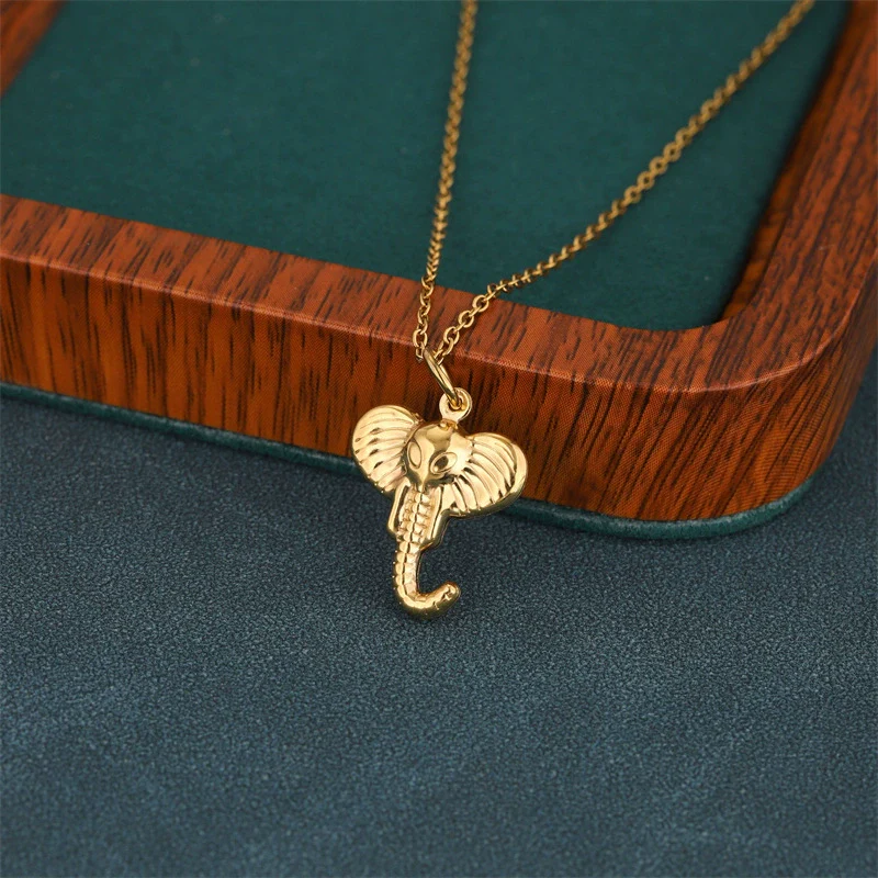 Wholesale Women's Minimalist Geometric 18K Gold Electroplated Stainless Steel Elephant Pendant Cross Chain Necklace - Image 3