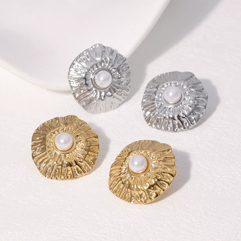 Wholesale Women's Minimalist Geometric 18K Goldplated Stainless Steel Earrings