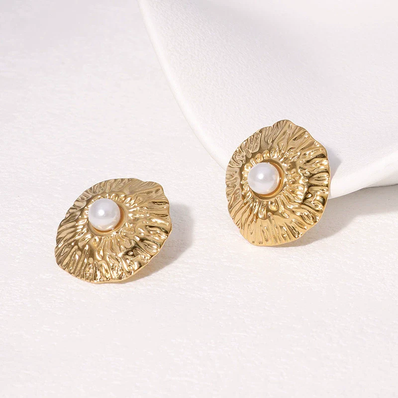 Wholesale Women's Minimalist Geometric 18K Goldplated Stainless Steel Earrings - Image 2