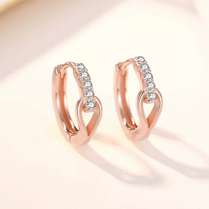 Wholesale Women's Minimalist Geometric Copper Earrings With Microembedded Zirconia - Image 2